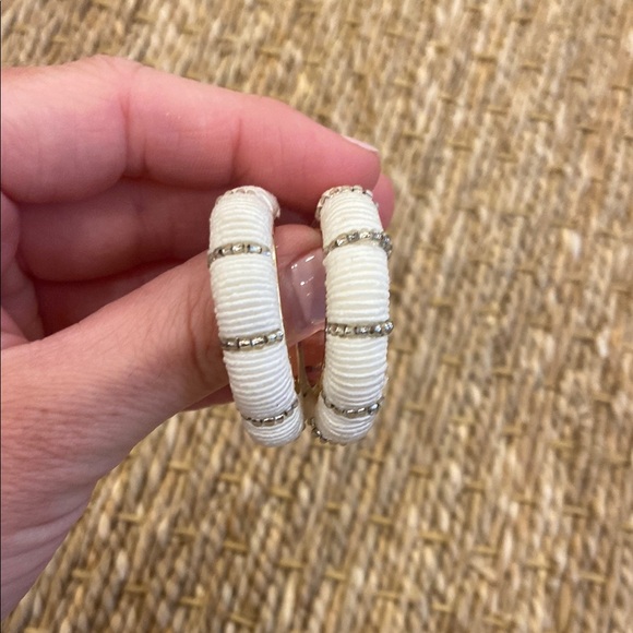 BaubleBar White and Gold Hoop Earrings - Picture 3 of 3